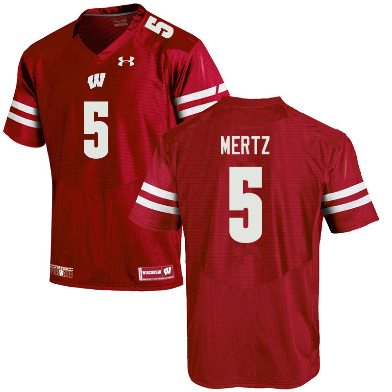 Men #5 Graham Mertz Wisconsin Badgers College Football Jerseys Sale-Red - Click Image to Close